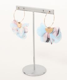 【glou】シフォンフラワーのフープピアス
