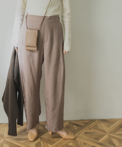 URBAN RESEARCH(アーバンリサーチ)の「キュプラチェックパンツ(パンツ)」|レッド