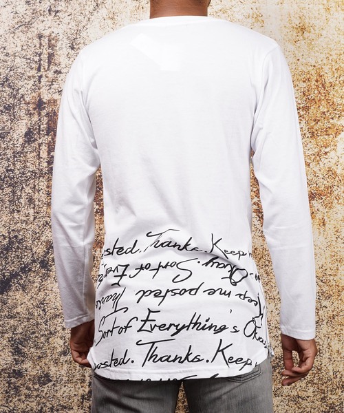 おしゃれスタ(オシャレスタ)の「サイドジップロングデザイン長袖Tシャツ(SS)(Tシャツ/カットソー・メンズ・ホワイト/ブラック・M/L)」の8枚目の写真