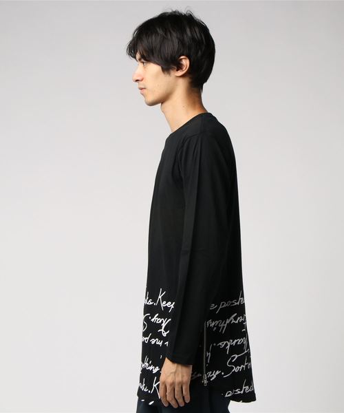 おしゃれスタ(オシャレスタ)の「サイドジップロングデザイン長袖Tシャツ(SS)(Tシャツ/カットソー・メンズ・ホワイト/ブラック・M/L)」の3枚目の写真