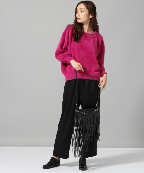 JEANASIS（ジーナシス）の「12Gシャギーヤーンプルオーバー/809797（ニット/セーター・レディース・オフホワイト/ブラック/ブラウン/ピンク・FREE）」の6枚目の写真