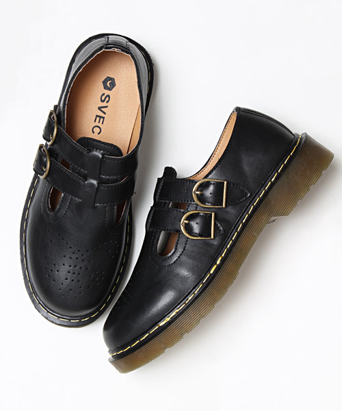 SVEC(シュベック)の「【 SVEC 】 Clear sole W strap shoes / シュベック クリアソール ダブル ストラップ シューズ(ドレスシューズ)」|ブラック