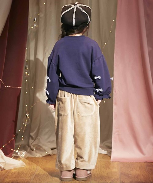 apres les cours（アプレレクール）の「キャンディースリーブリボントレーナー（スウェット・キッズ・ネイビー/オフホワイト/パープル・100/80/90/110/140/130/120）」の5枚目の写真