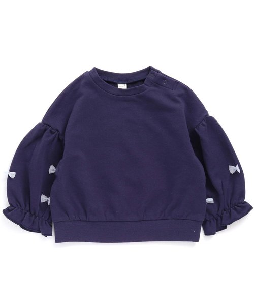 apres les cours（アプレレクール）の「キャンディースリーブリボントレーナー（スウェット・キッズ・ネイビー/オフホワイト/パープル・100/80/90/110/140/130/120）」の6枚目の写真