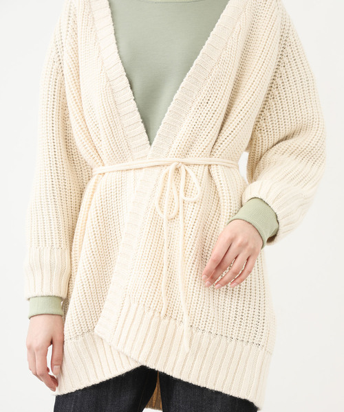 aquagirl（アクアガール）の「【aquagirl】ざっくり編みルーズカーディガン（カーディガン/ボレロ・レディース・ベージュ/オフホワイト/ダークグレー・FREE）」の16枚目の写真