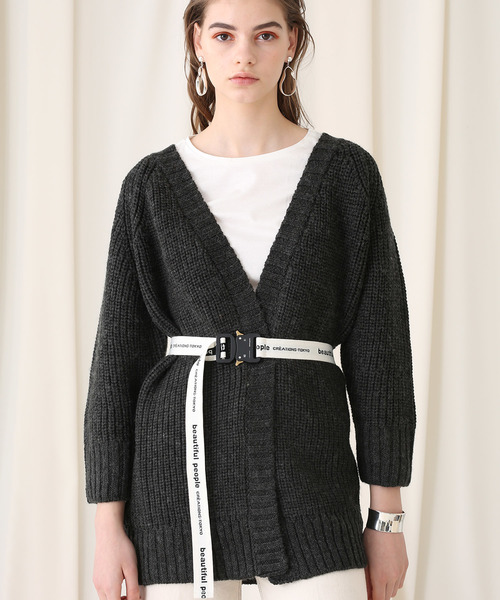 aquagirl（アクアガール）の「【aquagirl】ざっくり編みルーズカーディガン（カーディガン/ボレロ・レディース・ベージュ/オフホワイト/ダークグレー・FREE）」の8枚目の写真