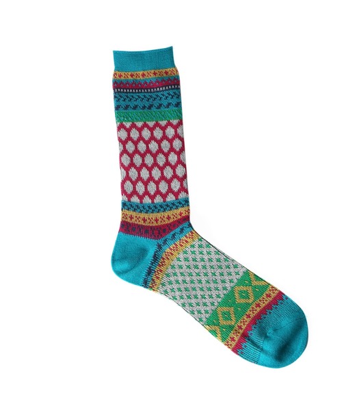 London Shoe Make（ロンドンシューメイク）の「フェアアイル柄 / Fair Isle 日本製 メンズソックス / London Shoe Make THE SOCKS 418904（ソックス/靴下・メンズ・ブルー/レッド・25cm～27cm）」の6枚目の写真