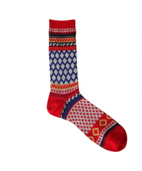London Shoe Make（ロンドンシューメイク）の「フェアアイル柄 / Fair Isle 日本製 メンズソックス / London Shoe Make THE SOCKS 418904（ソックス/靴下・メンズ・ブルー/レッド・25cm～27cm）」の10枚目の写真