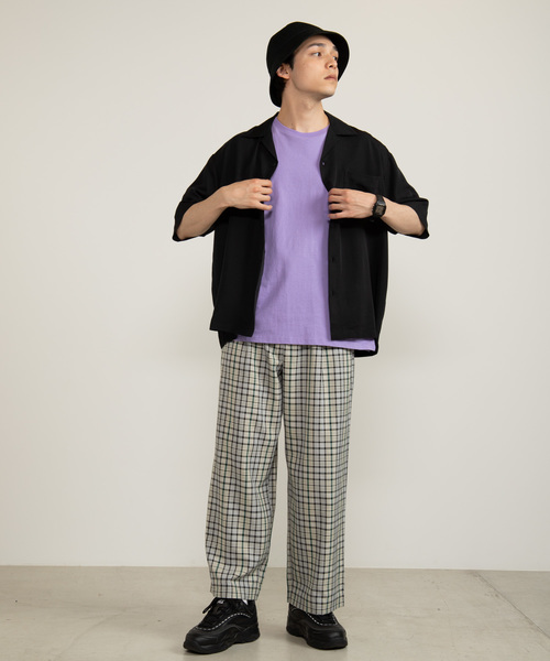 WEGO（ウィゴー）の「WEGO/フィブリルオープンカラーシャツ（シャツ/ブラウス・メンズ・ブラック/ベージュ/ネイビー/パープル/ブラウン・MEDIUM/LARGE）」の6枚目の写真