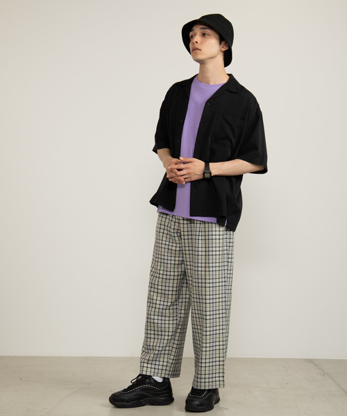 WEGO（ウィゴー）の「WEGO/フィブリルオープンカラーシャツ（シャツ/ブラウス・メンズ・ブラック/ベージュ/ネイビー/パープル/ブラウン・MEDIUM/LARGE）」の17枚目の写真