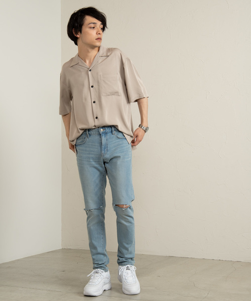 WEGO（ウィゴー）の「WEGO/フィブリルオープンカラーシャツ（シャツ/ブラウス・メンズ・ブラック/ベージュ/ネイビー/パープル/ブラウン・MEDIUM/LARGE）」の10枚目の写真