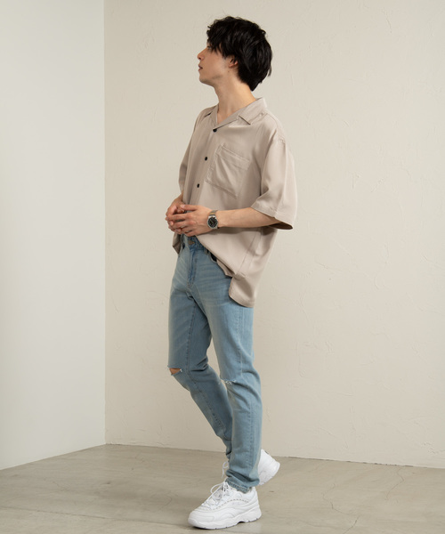 WEGO（ウィゴー）の「WEGO/フィブリルオープンカラーシャツ（シャツ/ブラウス・メンズ・ブラック/ベージュ/ネイビー/パープル/ブラウン・MEDIUM/LARGE）」の12枚目の写真