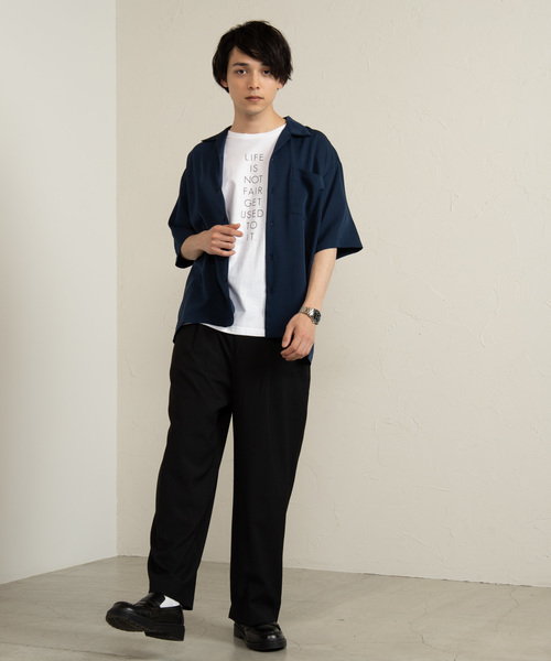 WEGO（ウィゴー）の「WEGO/フィブリルオープンカラーシャツ（シャツ/ブラウス・メンズ・ブラック/ベージュ/ネイビー/パープル/ブラウン・MEDIUM/LARGE）」の15枚目の写真