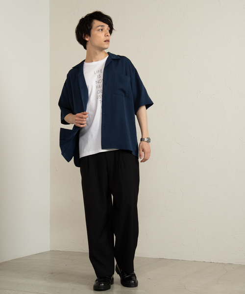 WEGO（ウィゴー）の「WEGO/フィブリルオープンカラーシャツ（シャツ/ブラウス・メンズ・ブラック/ベージュ/ネイビー/パープル/ブラウン・MEDIUM/LARGE）」の21枚目の写真