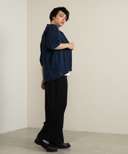 WEGO（ウィゴー）の「WEGO/フィブリルオープンカラーシャツ（シャツ/ブラウス・メンズ・ブラック/ベージュ/ネイビー/パープル/ブラウン・MEDIUM/LARGE）」の18枚目の写真