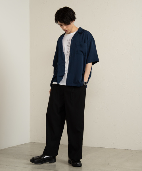 WEGO（ウィゴー）の「WEGO/フィブリルオープンカラーシャツ（シャツ/ブラウス・メンズ・ブラック/ベージュ/ネイビー/パープル/ブラウン・MEDIUM/LARGE）」の9枚目の写真