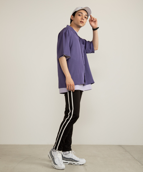 WEGO（ウィゴー）の「WEGO/フィブリルオープンカラーシャツ（シャツ/ブラウス・メンズ・ブラック/ベージュ/ネイビー/パープル/ブラウン・MEDIUM/LARGE）」の22枚目の写真