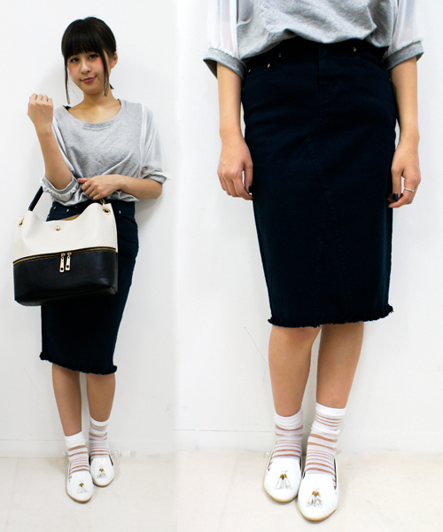 CIAOPANIC（チャオパニック）の「【Ciaopanic】ストレッチカラータイトスカート（スカート・レディース・オフホワイト/ライトグレー/ベージュ/ネイビー・MEDIUM/SMALL）」の4枚目の写真