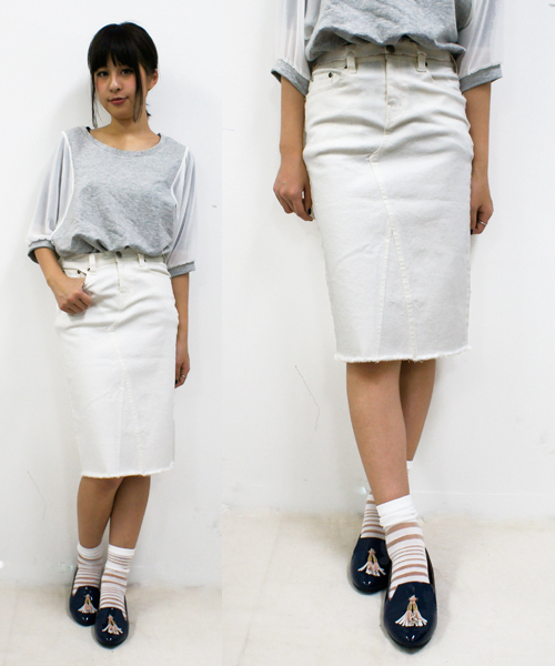 CIAOPANIC（チャオパニック）の「【Ciaopanic】ストレッチカラータイトスカート（スカート・レディース・オフホワイト/ライトグレー/ベージュ/ネイビー・MEDIUM/SMALL）」の2枚目の写真