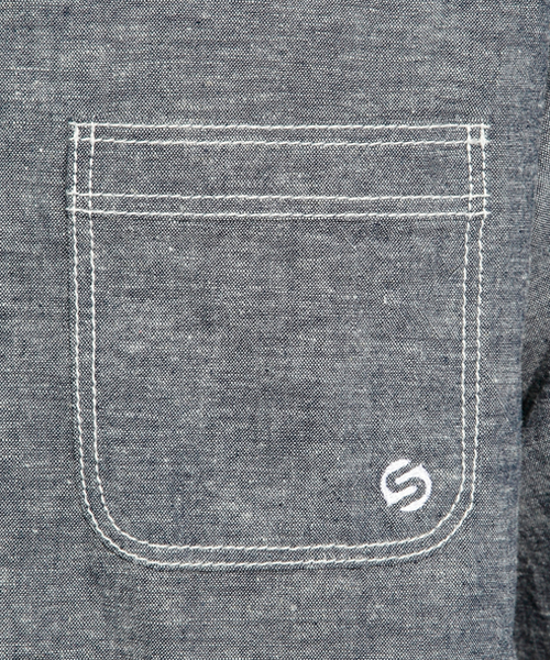 SILAS（サイラス）の「DUNGAREE SHIRT（シャツ/ブラウス・メンズ・ブルー/ネイビー・1/3/2）」の6枚目の写真