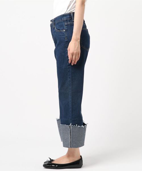 DING（ディング）の「DING/折り返しデニムパンツ（デニムパンツ・レディース・ライトインディゴブルー/インディゴブルー・SMALL/MEDIUM）」の4枚目の写真