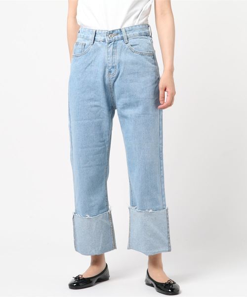 DING（ディング）の「DING/折り返しデニムパンツ（デニムパンツ・レディース・ライトインディゴブルー/インディゴブルー・SMALL/MEDIUM）」の12枚目の写真