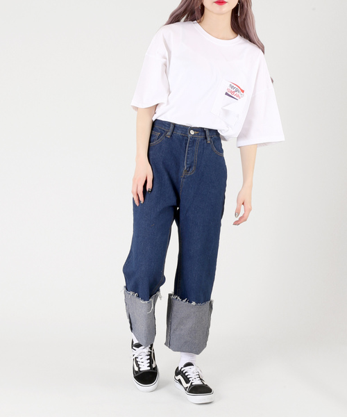 DING（ディング）の「DING/折り返しデニムパンツ（デニムパンツ・レディース・ライトインディゴブルー/インディゴブルー・SMALL/MEDIUM）」の13枚目の写真