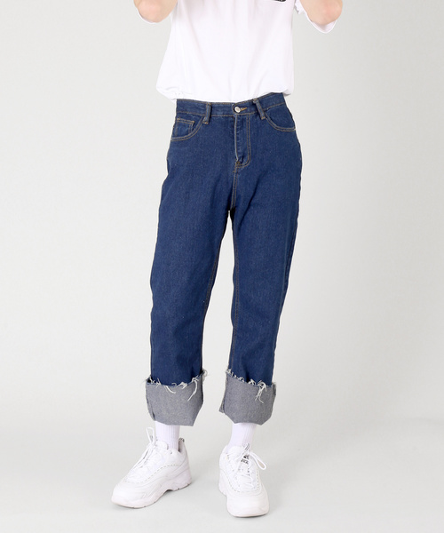 DING（ディング）の「DING/折り返しデニムパンツ（デニムパンツ・レディース・ライトインディゴブルー/インディゴブルー・SMALL/MEDIUM）」の8枚目の写真