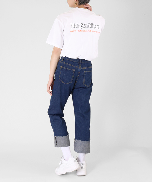 DING（ディング）の「DING/折り返しデニムパンツ（デニムパンツ・レディース・ライトインディゴブルー/インディゴブルー・SMALL/MEDIUM）」の9枚目の写真