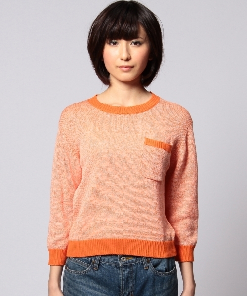 UNITED ARROWS(ユナイテッドアローズ)の「UAW L 1ポケット 7部袖 ニット ◆(ニット/セーター・レディース・オレンジ/ネイビー・フリー)」の8枚目の写真