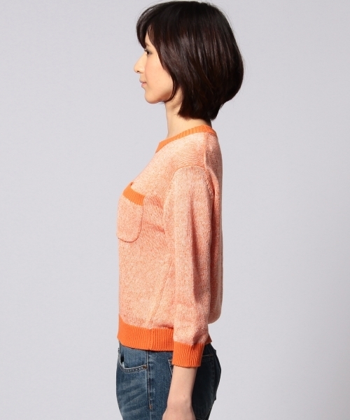 UNITED ARROWS(ユナイテッドアローズ)の「UAW L 1ポケット 7部袖 ニット ◆(ニット/セーター・レディース・オレンジ/ネイビー・フリー)」の9枚目の写真