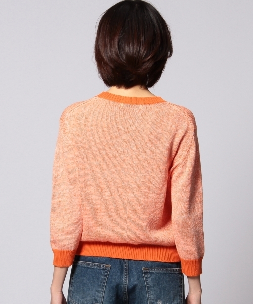 UNITED ARROWS(ユナイテッドアローズ)の「UAW L 1ポケット 7部袖 ニット ◆(ニット/セーター・レディース・オレンジ/ネイビー・フリー)」の3枚目の写真