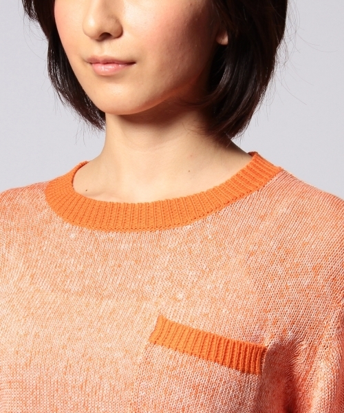 UNITED ARROWS(ユナイテッドアローズ)の「UAW L 1ポケット 7部袖 ニット ◆(ニット/セーター・レディース・オレンジ/ネイビー・フリー)」の4枚目の写真