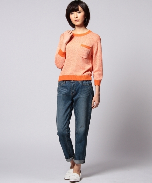 UNITED ARROWS(ユナイテッドアローズ)の「UAW L 1ポケット 7部袖 ニット ◆(ニット/セーター・レディース・オレンジ/ネイビー・フリー)」の12枚目の写真