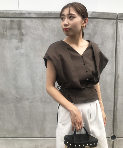 AMERI(アメリ)の「2WAY COMPACT BLOUSE(シャツ/ブラウス)」|チャコールグレー
