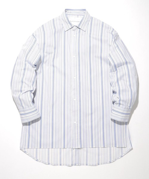 SUPERTHANKS（スーパーサンクス）の「バックオープンビッグシルエットロングシャツコート（ユニセックス）（シャツ/ブラウス・メンズ・ライトブラック/ホワイト系その他/ブルー系その他/グレー・MEDIUM/LARGE/SMALL）」の17枚目の写真