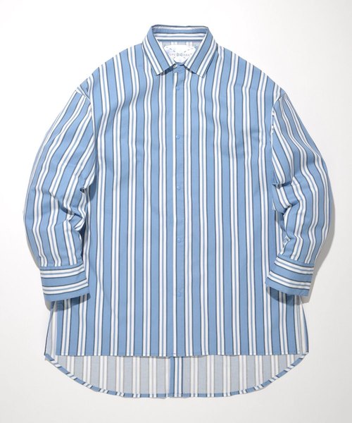 SUPERTHANKS（スーパーサンクス）の「バックオープンビッグシルエットロングシャツコート（ユニセックス）（シャツ/ブラウス・メンズ・ライトブラック/ホワイト系その他/ブルー系その他/グレー・MEDIUM/LARGE/SMALL）」の12枚目の写真