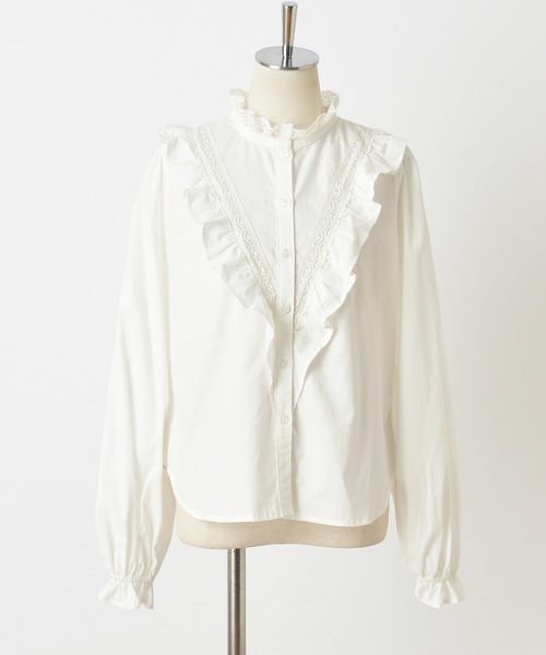 one after another NICE CLAUP（ワンアフターアナザーナイスクラップ）の「プチハイ フリルブラウス（シャツ/ブラウス・レディース・オフホワイト/モカ/ベージュ/ブラウン・FREE）」の6枚目の写真