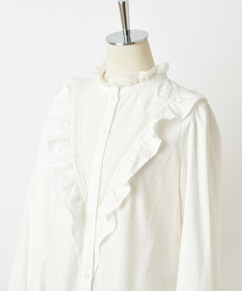 one after another NICE CLAUP（ワンアフターアナザーナイスクラップ）の「プチハイ フリルブラウス（シャツ/ブラウス・レディース・オフホワイト/モカ/ベージュ/ブラウン・FREE）」の11枚目の写真