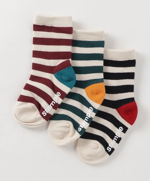 stample（スタンプル）の「ﾋｰﾙﾎﾟｲﾝﾄ ﾎﾞｰﾀﾞｰ ｸﾙｰｿｯｸｽ ３足組（ソックス/靴下・キッズ・A・LL/S/M/L）」の2枚目の写真