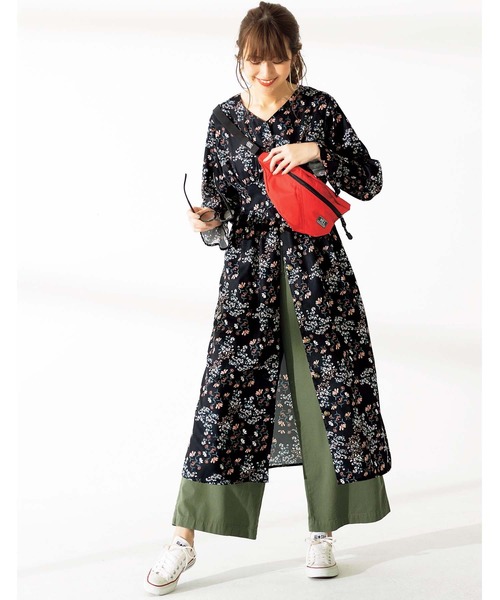 GeeRA（ジーラ）の「前ボタンプリントロングワンピース（ワンピース・レディース・グリーン/ブラック・LARGE/MEDIUM/X-LARGE/XX-LARGE）」の4枚目の写真