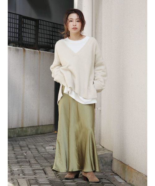 Ungrid（アングリッド）の「Vネックルーズワイドニット（ニット/セーター・レディース・イエロー/アイボリー/ミント・FREE）」の17枚目の写真