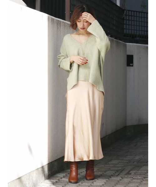 Ungrid（アングリッド）の「Vネックルーズワイドニット（ニット/セーター・レディース・イエロー/アイボリー/ミント・FREE）」の18枚目の写真