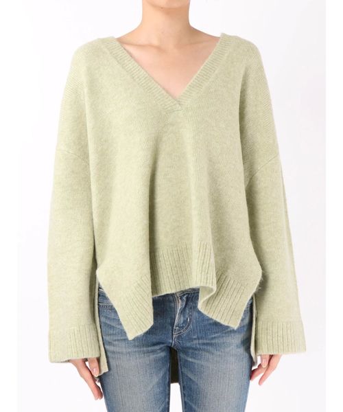 Ungrid（アングリッド）の「Vネックルーズワイドニット（ニット/セーター・レディース・イエロー/アイボリー/ミント・FREE）」の16枚目の写真