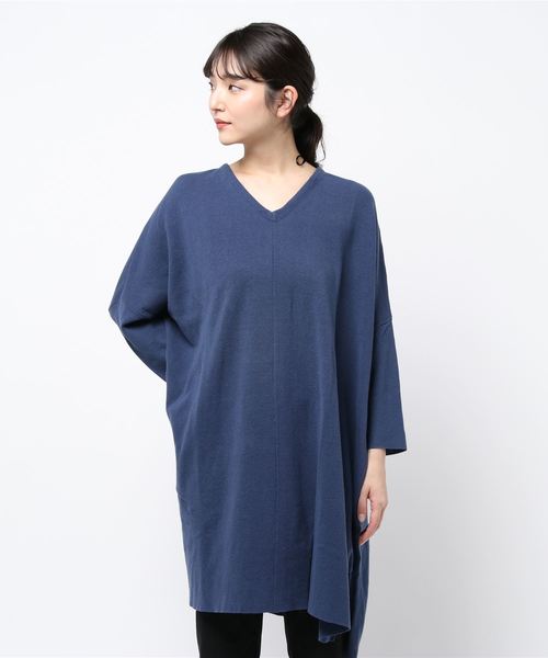 BELLUNA(ベルーナ)の「ゆったりドレープニットチュニック(チュニック・レディース・ネイビー/ピンク/ミント/ダークブルー/コーラル・MEDIUM/LARGE/X-LARGE)」の18枚目の写真