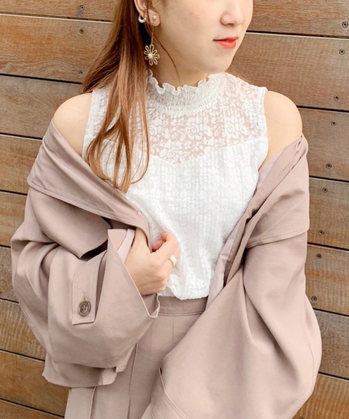 apres jour(アプレジュール)の「レースプリーツハイネックタンク【ZOZOTOWN限定アイテム】(タンクトップ・レディース・ブラック/オフホワイト/ライトベージュ・フリー)」の9枚目の写真