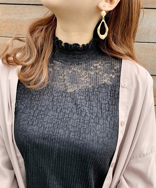 apres jour(アプレジュール)の「レースプリーツハイネックタンク【ZOZOTOWN限定アイテム】(タンクトップ・レディース・ブラック/オフホワイト/ライトベージュ・フリー)」の15枚目の写真