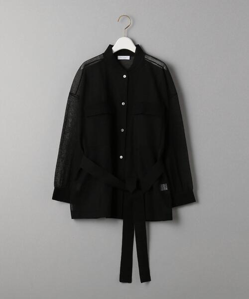 BEAUTY&YOUTH UNITED ARROWS（ビューティーアンドユースユナイテッドアローズ）の「BY ガーゼベルトカーディガン -ウォッシャブル- ◆（カーディガン/ボレロ・レディース・ブラック/ダークブラウン・FREE）」の2枚目の写真