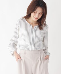 SHOO・LA・RUE | 【M-LL/通勤/セレモニー】アクセパーツ付きタックブラウス(シャツ/ブラウス)