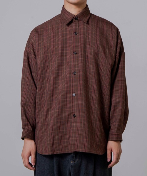 WEGO(ウィゴー)の「WEGO/TRチェックビッグシルエットシャツ(シャツ/ブラウス・メンズ・ブラウン系その他2/ブラウン系その他3/ベージュ系その他2・MEDIUM/LARGE)」の5枚目の写真